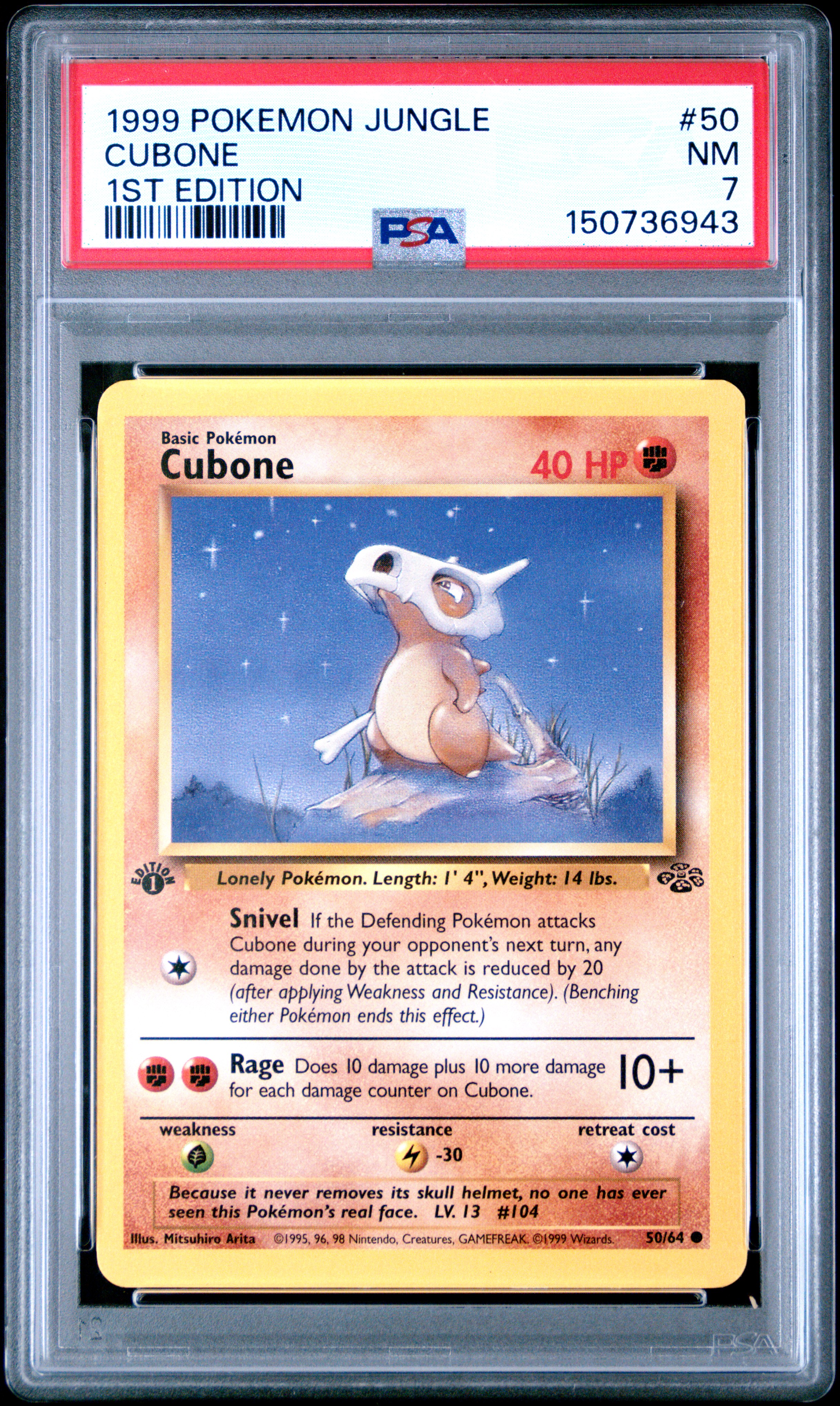 1999 #50 Cubone 1st Edition PSA NFT artwork