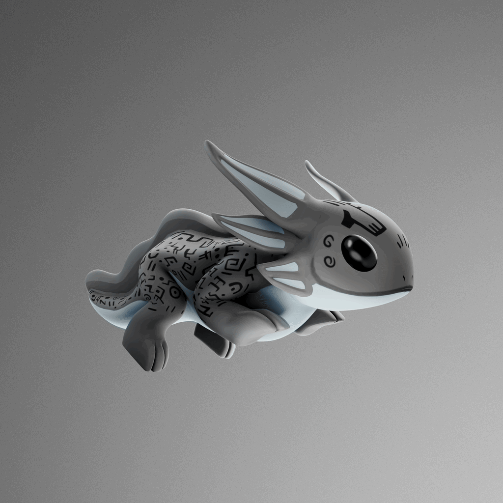 Ash Glyph Axolotl NFT artwork