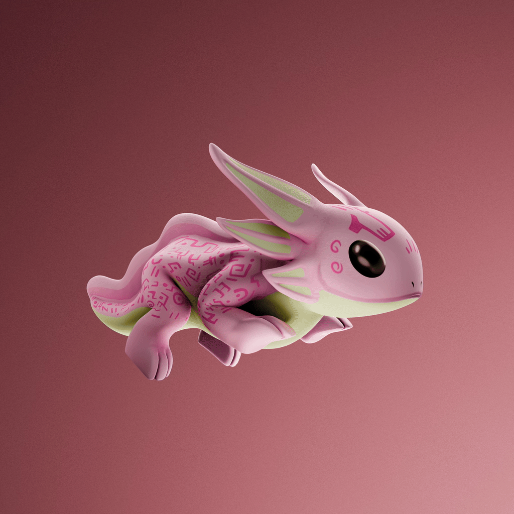 Peach Glyph Axolotl NFT artwork
