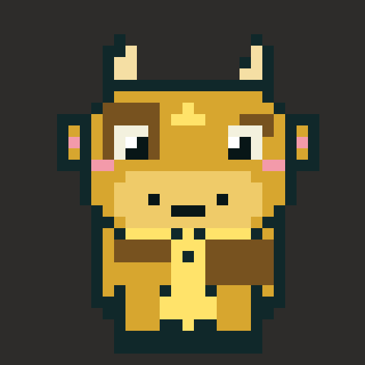Pixel Cow #028: Golden Bookkeeper NFT artwork