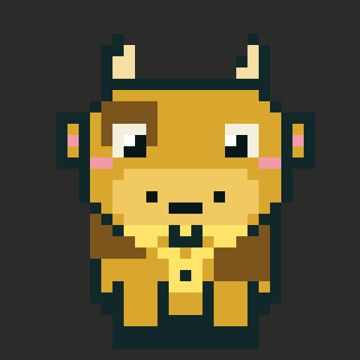 Pixel Cow #006: Golden Calf NFT artwork
