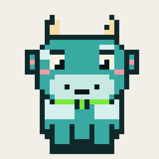 Pixel Cow #013: Aqua Tagger NFT artwork