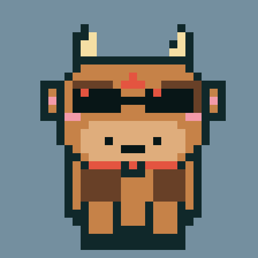 Pixel Cow #054: Prairie Moonwatcher NFT artwork