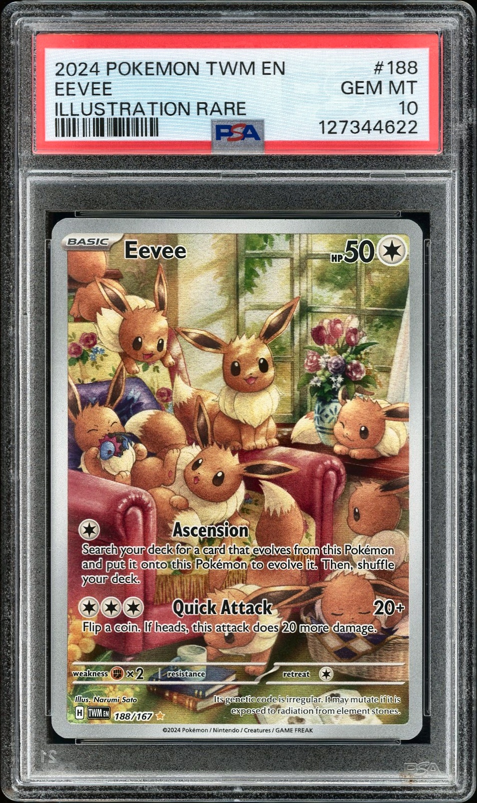 2024 POKEMON TWM EN-TWILIGHT MASQUERADE #188 EEVEE ILLUSTRATION RARE NFT artwork