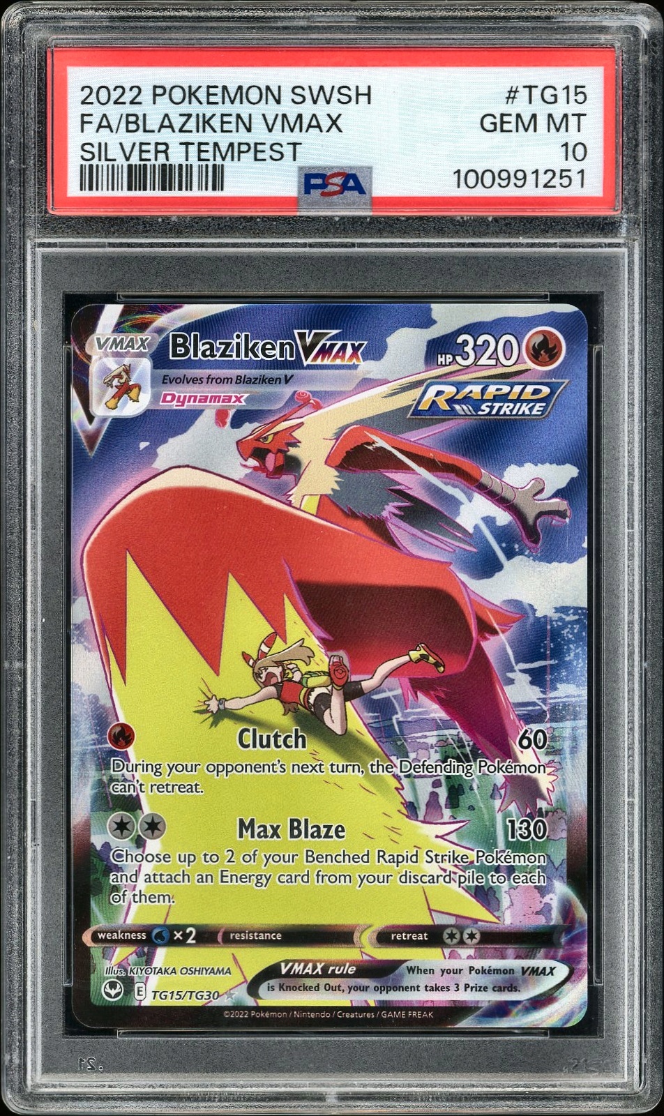 2022 POKEMON SWORD & SHIELD SILVER TEMPEST #TG15 FA/BLAZIKEN VMAX SILVER TEMPEST NFT artwork