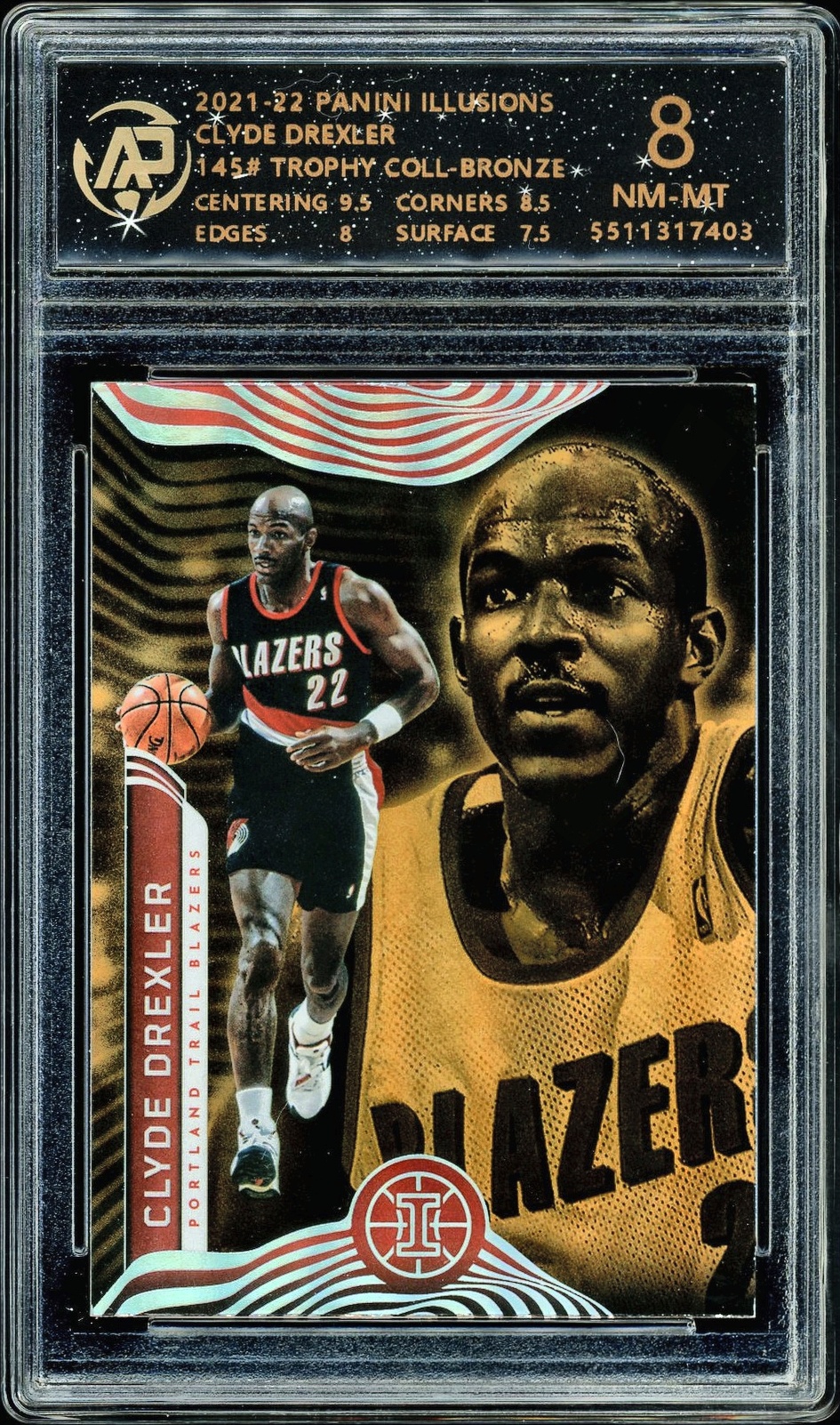 2021-22 PANINI ILLUSIONS 145# TROPHY COLL-BRONZE - CLYDE DREXLER