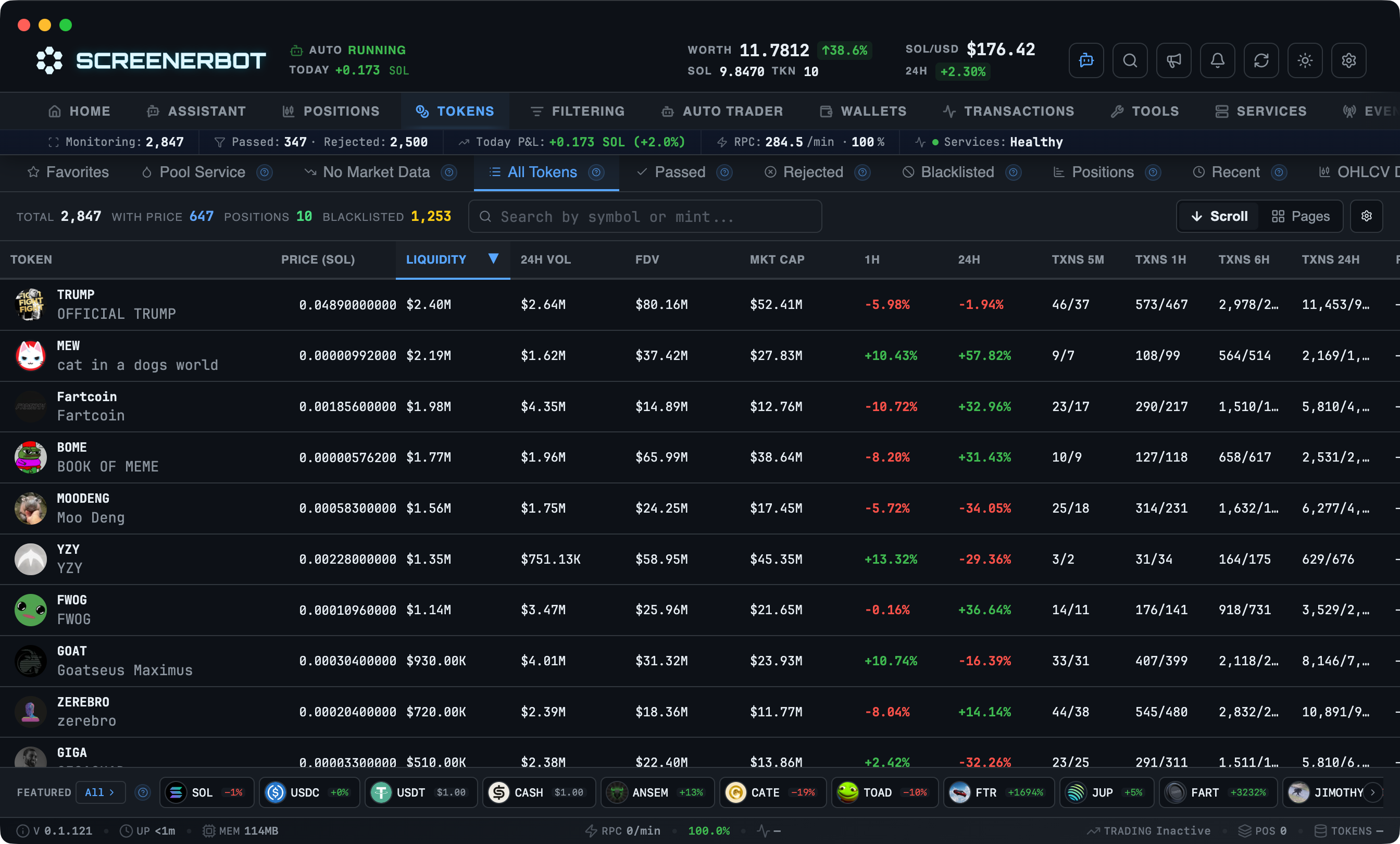 ScreenerBot Tokens - All Tokens screenshot — Complete local token database and coverage state